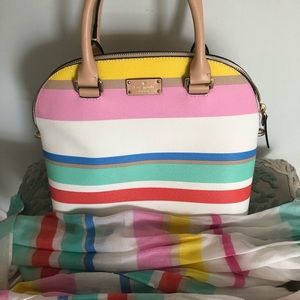 KS stripe handbag with matching oblong scarf